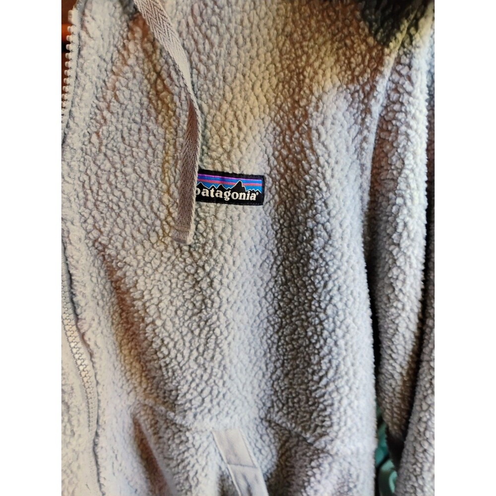 Patagonia Women's Shearling Fleece Full Zip Hoodie Jacket Blue Lavender Gray M